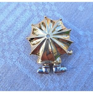 Lady Remington Brooch " Rein Boots Peeking Out Beneath Umbrella "